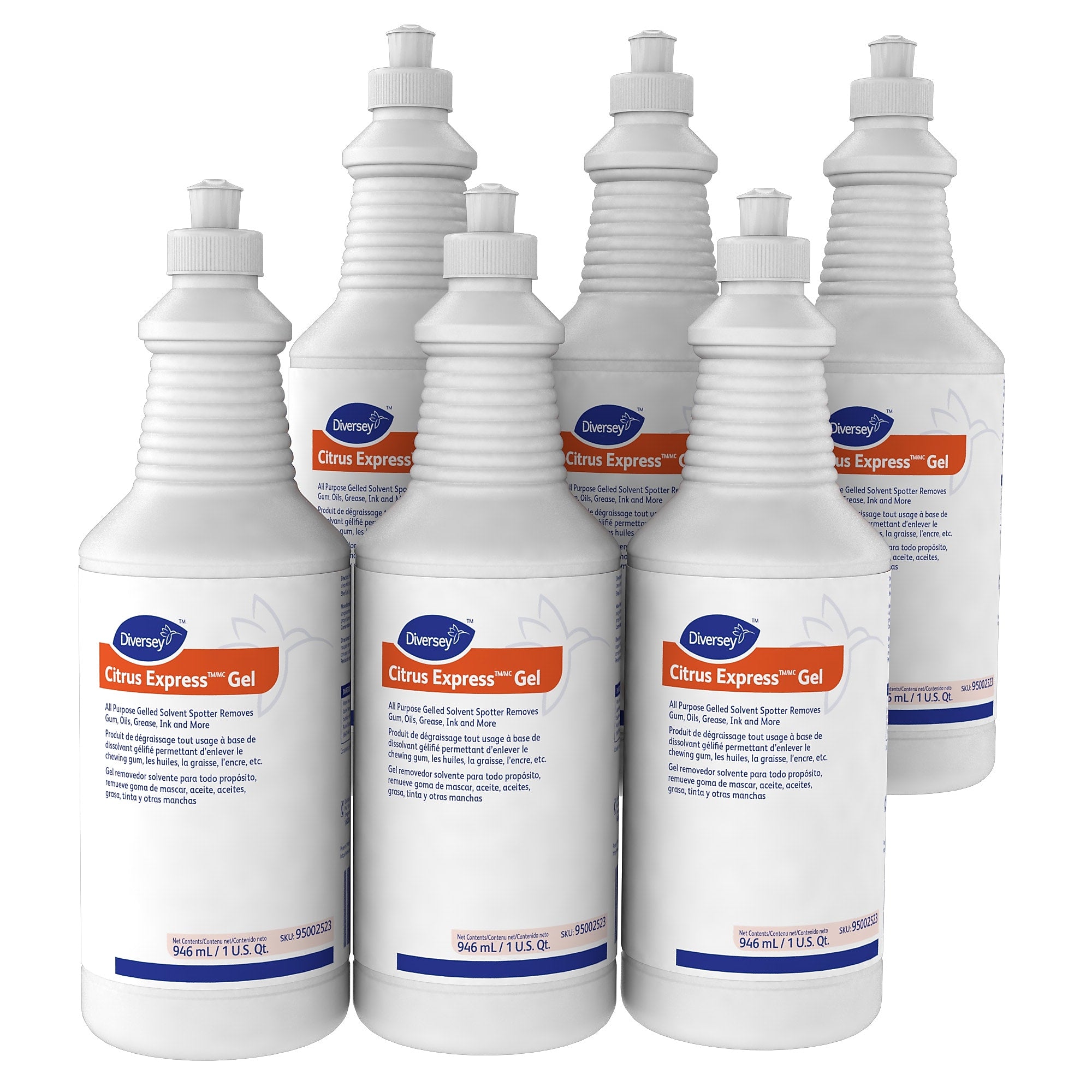 Diversey® Citrus Express™ Gel Spotter, Citrus Scent, 32 Oz., Squeeze Bottle, 6/carton
