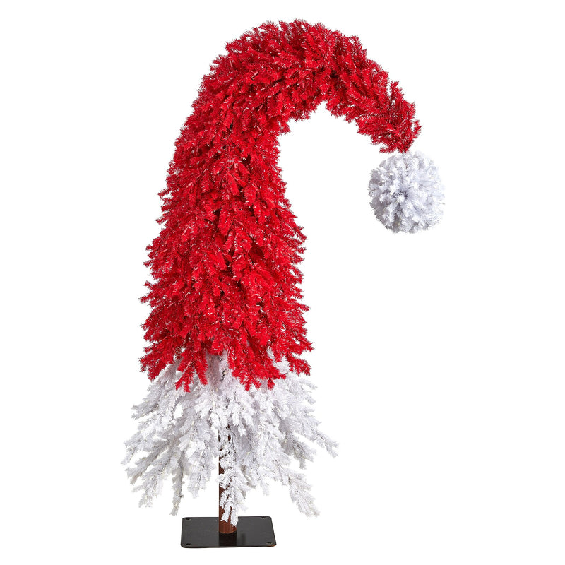 Nearly Natural 9-ft Holiday Red Santa Hat Christmas Tree with 600 LED Lights and 1992 Bendable Branches (T3275)
