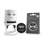 NIO® Stamp with Voucher and Fancy Gray Ink Pad, Self-Inking, 1.56" Diameter