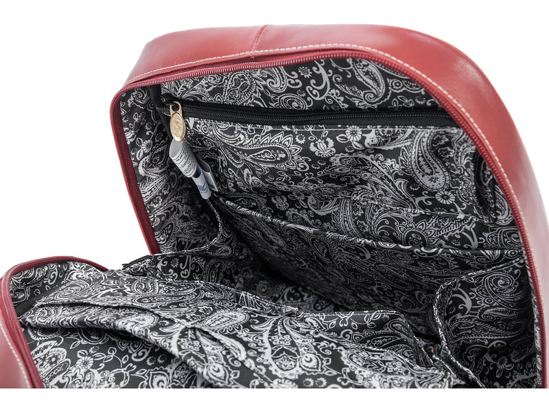 McKlein MOLINE Leather Laptop Backpack, Small, Red (99666)
