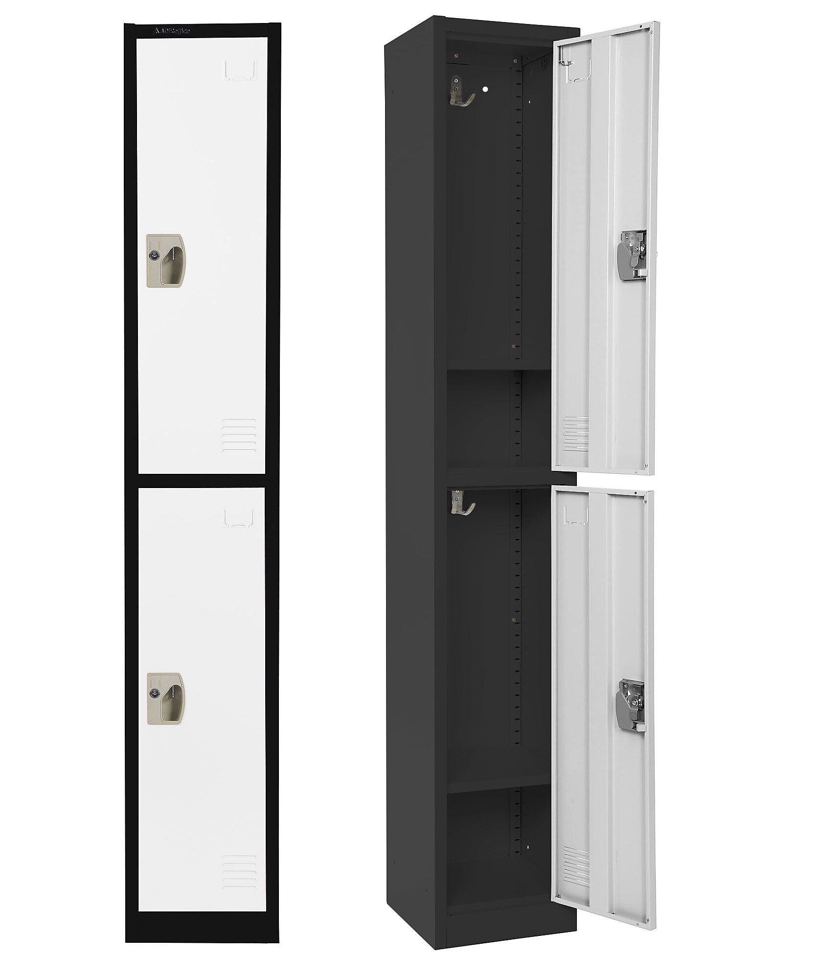 AdirOffice 72'' 2-Tier Black and White Storage Locker (ADI629-202-B-W)