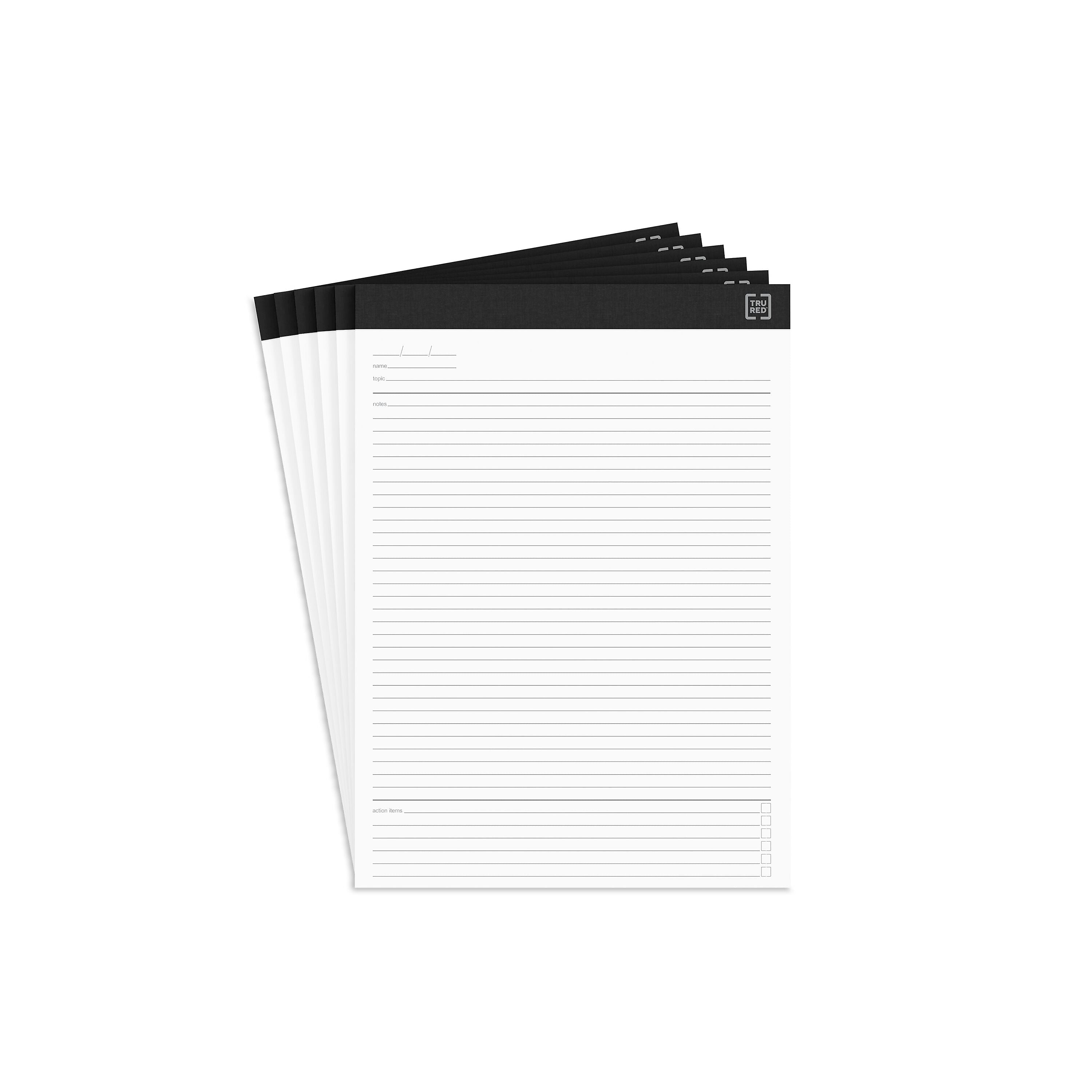 TRU RED™ Notepads, 8.5" x 11.75", Meeting Agenda Format Ruled, White, 50 Sheets/Pad, 6 Pads/Pack (TR57380)