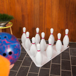 Champion Sports Plastic Bowling Pin Set, Red/White, 10/Set (CHSBP10)