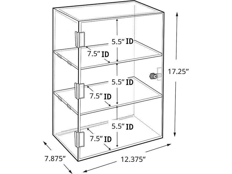 Azar 12.38"W Lockbox Countertop Display Case, Clear, Each (255412)