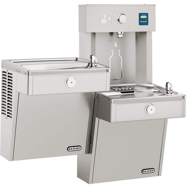 Elkay EZH2O Wall Mounted Bi-Level Drinking Fountain and Bottle Filling Station, Stainless Steel (VRCTL8WSK)