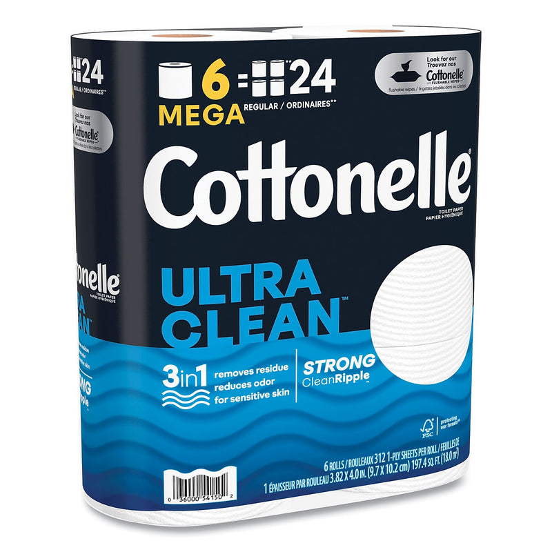 Cottonelle Ultra CleanCare Toilet Paper, 1-Ply, White, 284 Sheets/Roll, 36 Rolls/Carton (KCM55699)