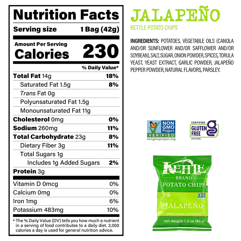 Kettle Brand Gluten Free Jalapeno Potato Chips, 1.5 oz., 24/Box (220-02569)