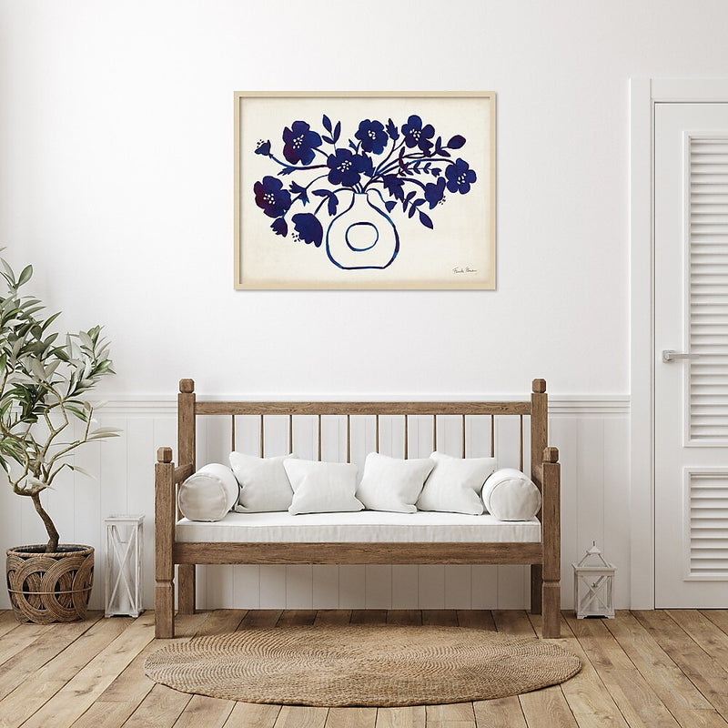 Amanti Art Modern Blue Vase II by Farida Zaman Wood Framed Wall Art Print, 41" x 31" (A42677389283)