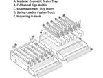 Azar 3.5" x 12" Pegboard 6-Compartment Cosmetic Tray with Tester Tray, Clear, 2/Pack (225840-TESTER-6COMP-2PK)