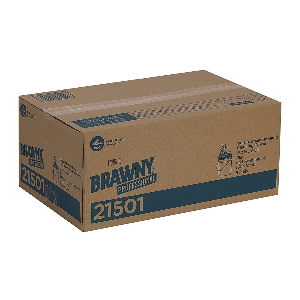 Brawny Industrial Cloth Cleaning Wipers, Blue, 84 Wipers/Box (21501)