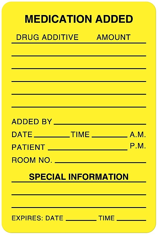 IV Medication Added Label, 2" x 3"