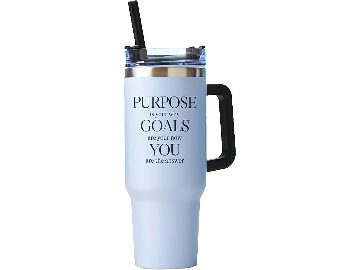 Baudville Thirst Quencher Purpose Is Your Why Tumbler, Blue, 40 Oz. (93445)