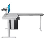 VersaDesk PowerLift 60"W Electric L-Shaped Adjustable Standing Desk, White (PLLSD6072-WW-APP)