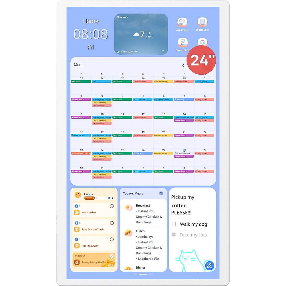 Cozyla Digital Family 24" Calendar+ Gen2, White  (CD-8R543F2)