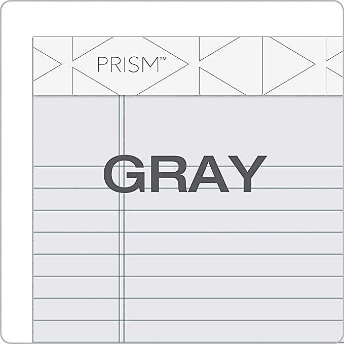 TOPS Prism+ Legal Notepads, 5" x 8", Narrow Ruled, Gray, 50 Sheets/Pad, 12 Pads/Pack (63060)