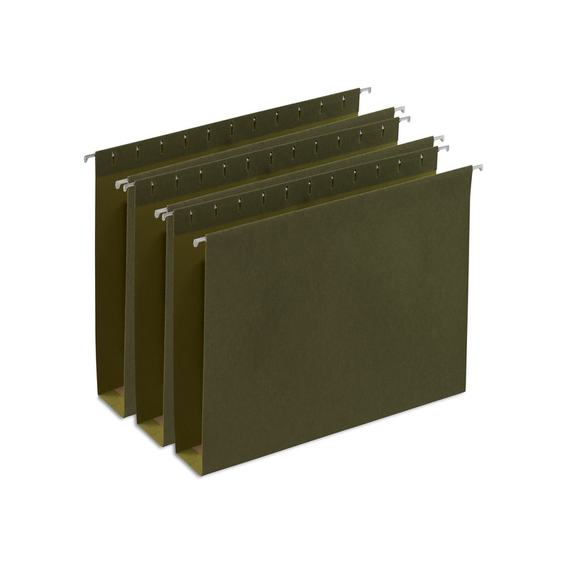 Staples Heavy Duty Box-Bottom Hanging File Folders, 2" Expansion, 1/5-Cut Tab, Letter Size, Green, 25/Box (ST117515)