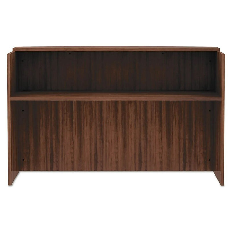 Alera® Valencia Series Reception Desk with Counter, 71w x 35.5d x 42.5h, Modern Walnut