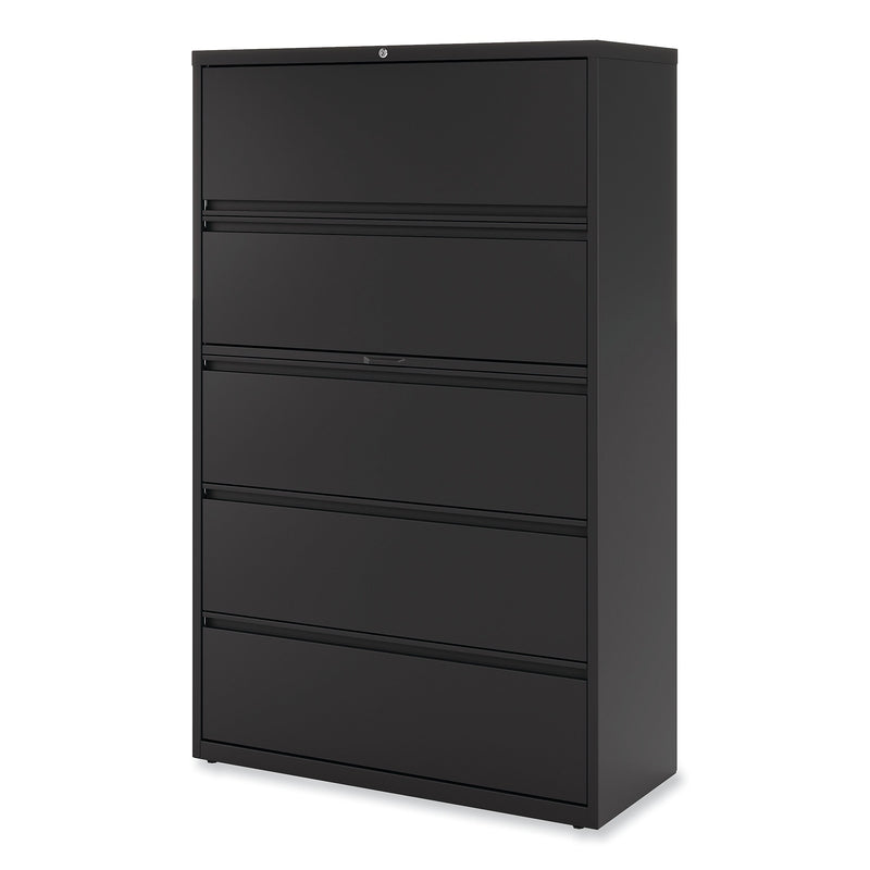 Alera 5-Drawer Lateral File Cabinet, Letter/Legal Size, Lockable, 67.63"H x 42"W x 18.63"D, Black (ALEHLF4267BL)
