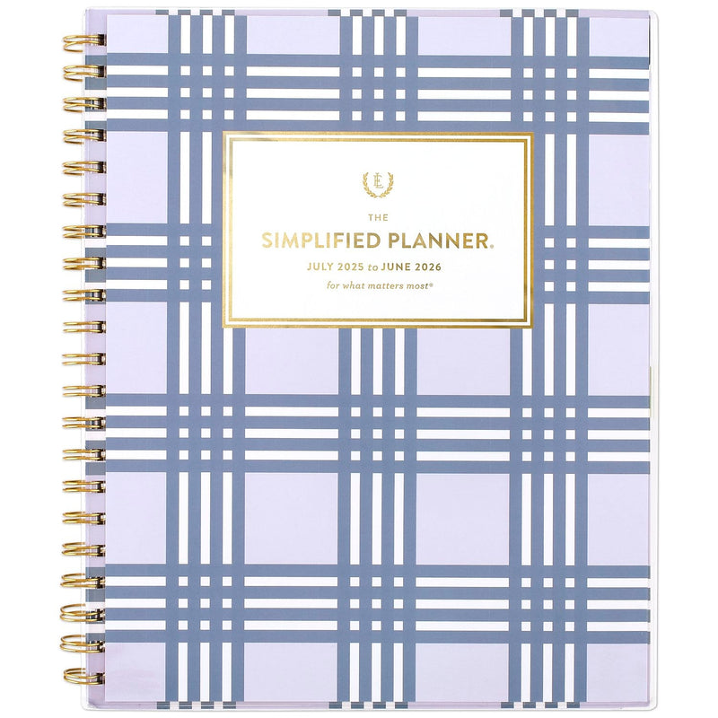 2025-2026 AT-A-GLANCE Simplified by Emily 8.5" x 11" Academic Weekly & Monthly Planner, Poly Cover, Lilac Plaid (EL39-901A-26)