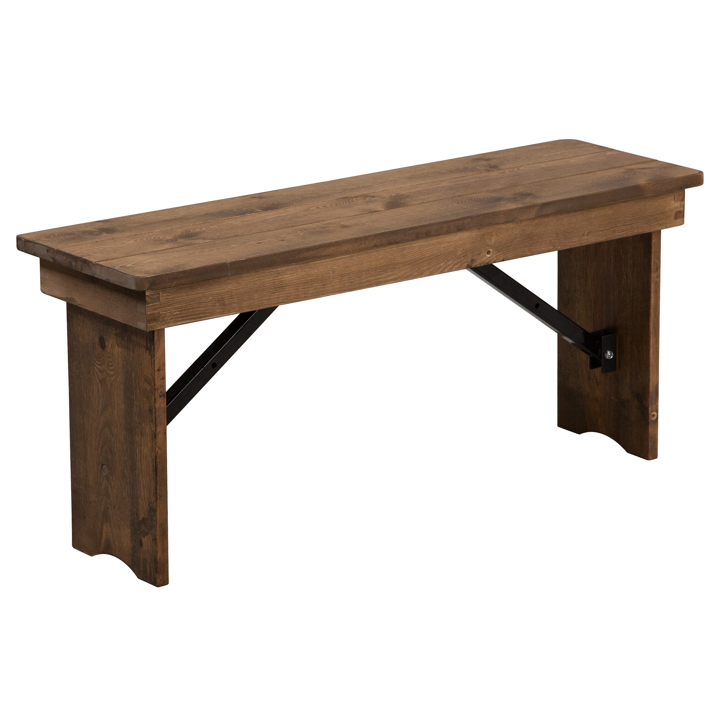 Flash Furniture Antique Rustic Solid Pine Folding Farm Bench (XAB40X12)