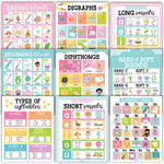Hadley Designs 11" x 14" Colorful Sound Wall Phonics and Vowels English Posters, 9/Set (HDDX004ACFGFJ)