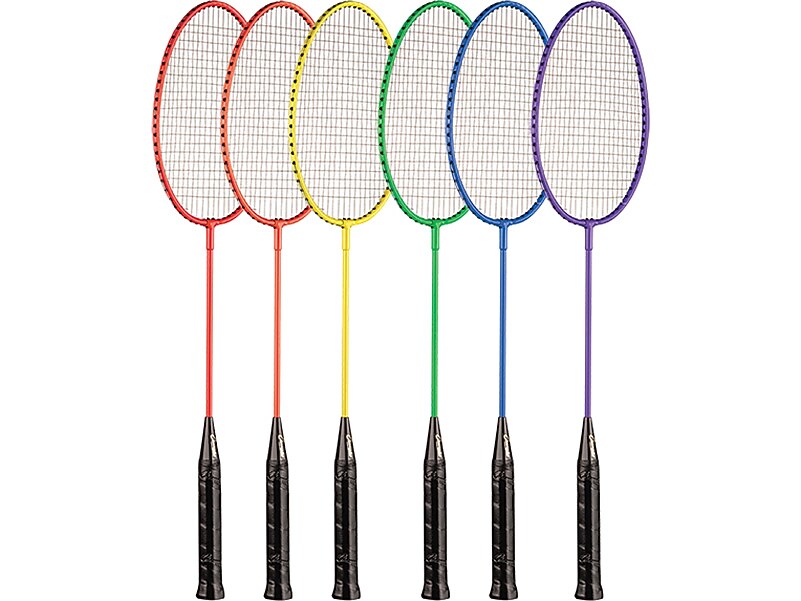 Champion Sports Badminton Rackets, Assorted Colors, 6/Set (BR21SET)