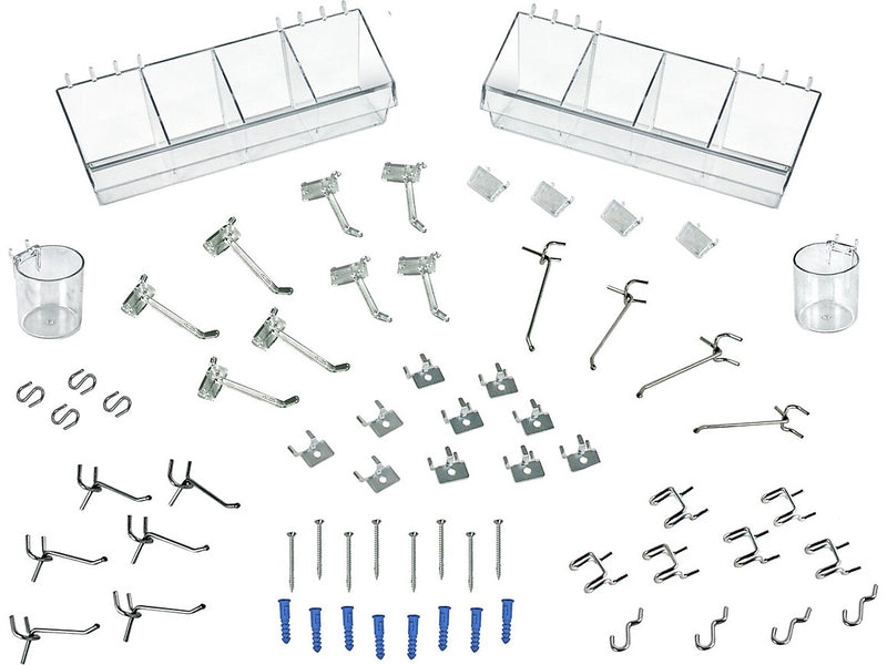Azar 72-Piece Pegboard Organizer Accessory Kit, Clear/Silver, Each (900955)