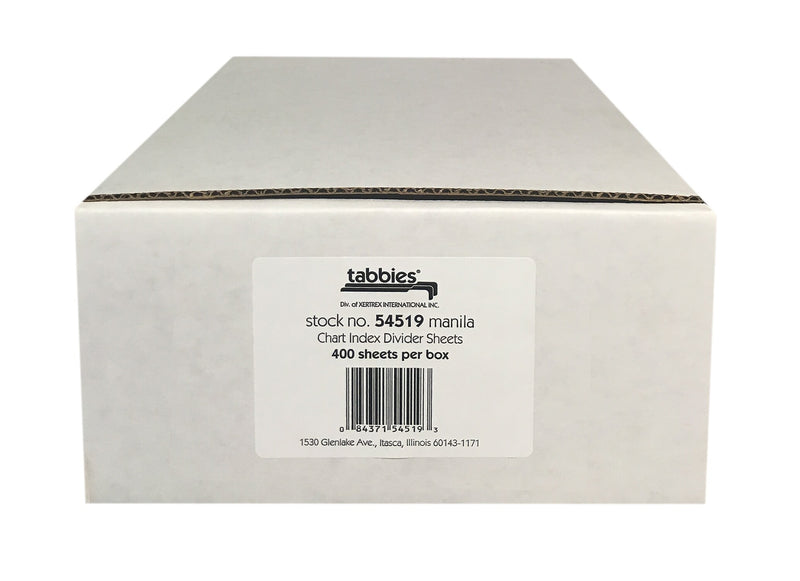 Tabbies Medical Chart Index Divider Sheets, Manila, 400/Box (TAB54519)