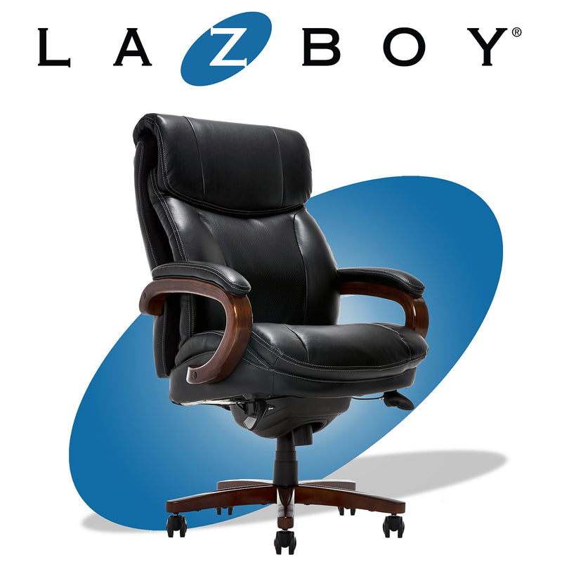 La-Z-Boy Trafford Ergonomic Bonded Leather Swivel Executive Chair, Black (45782A)