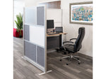 Luxor Workflow Series 6-Panel Freestanding Modular Room Divider System Starter Wall with Whiteboard, 70"H x 53"W, Gray/Silver