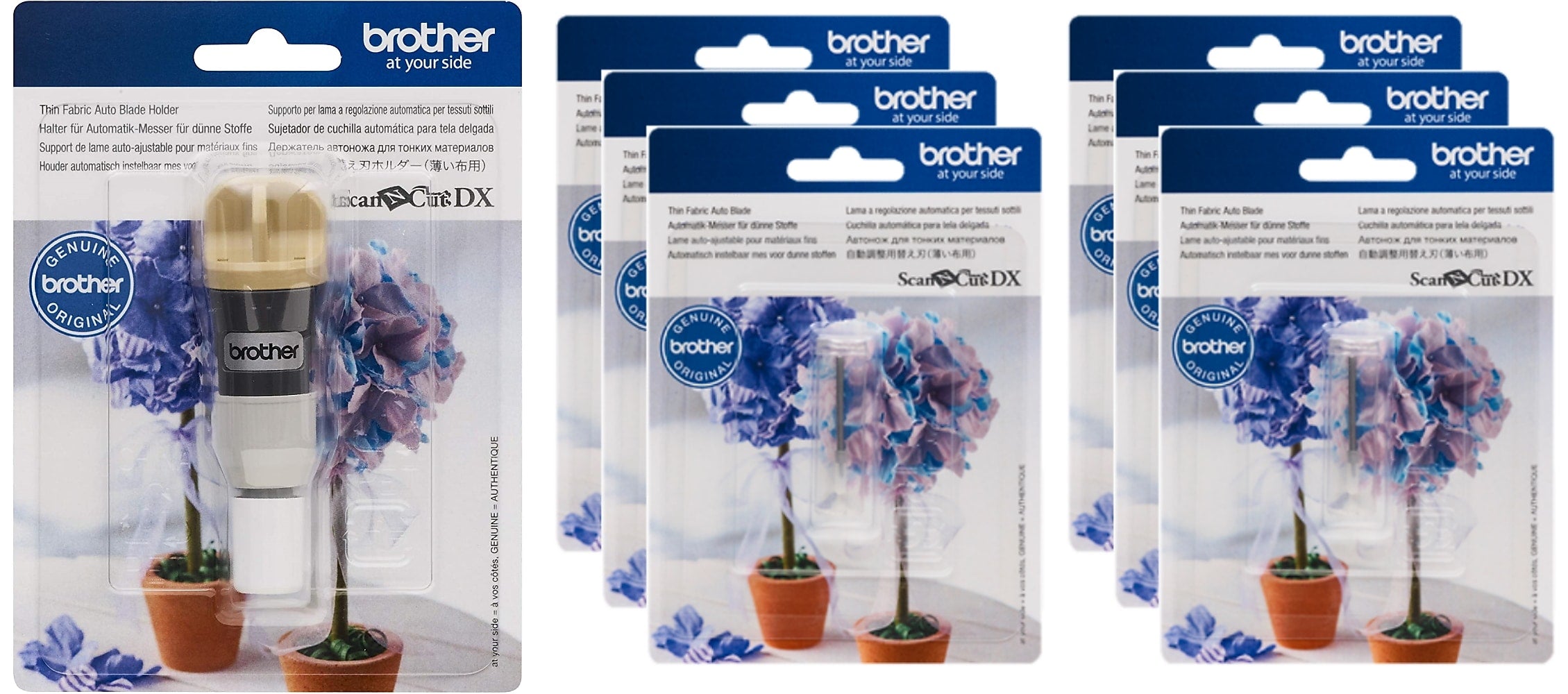 Brother ScanNCut DX Thin Fabric Auto Blade Holder and Replacement Blades, 7/Pack (CAHLDQBLDQ6-STP)