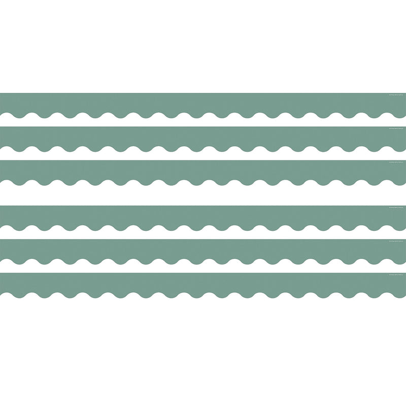 Teacher Created Resources Border Trim, 2.19" x 2.92', Retreat Green Scalloped, 12/Pack, 6 Packs/Bundle (TCR9244-6)