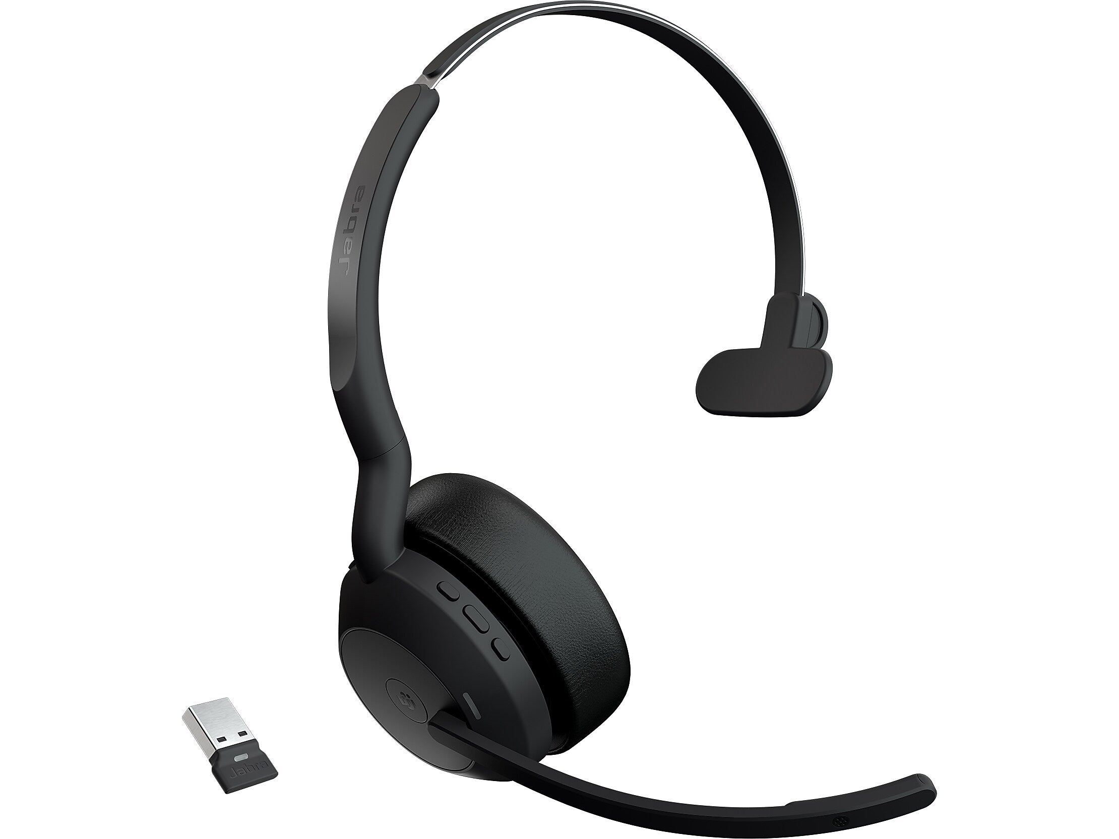 jabra Evolve2 55 Wireless Noise Canceling Bluetooth Mono Phone & Computer Headset, USB-A, MS Certified, Black (25599-899-999-01)