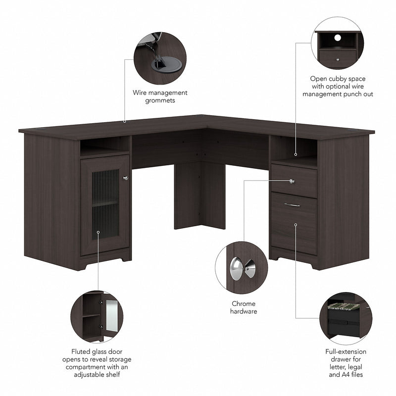 Bush Furniture Cabot 60"W L Shaped Desk, Heather Gray (WC31730-03K)