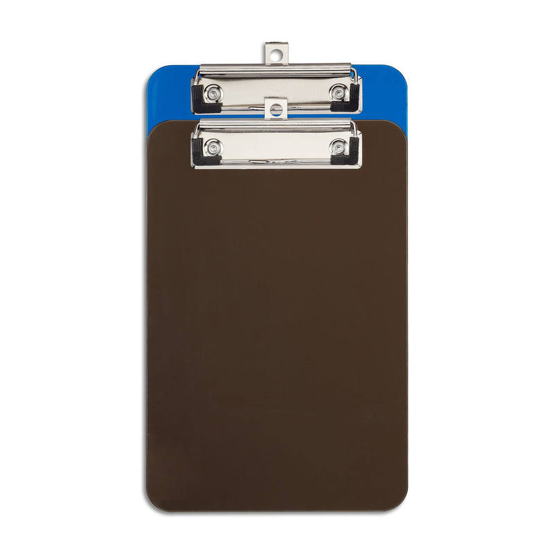 Staples® Plastic Clipboard, Memo Size, Translucent Blue/Translucent Black, 2/Pack (ST21423/21423)