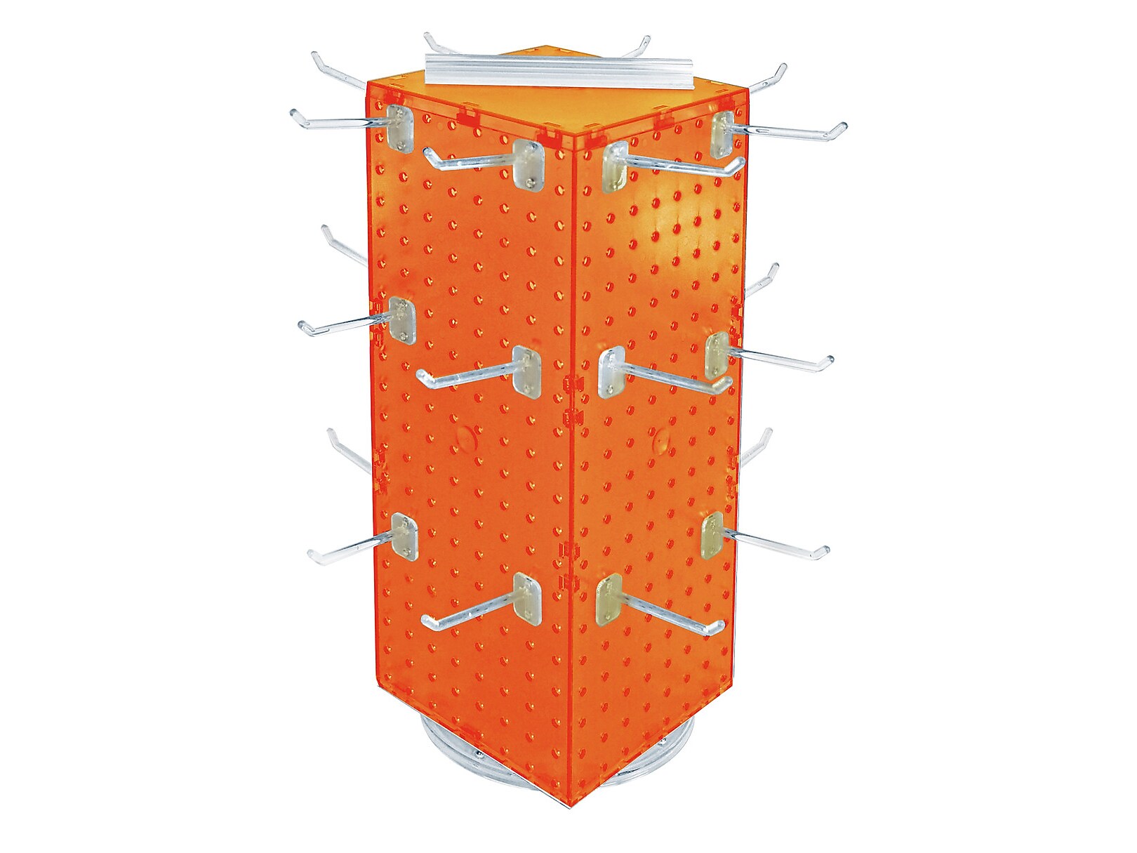 Azar 21" x 8" Pegboard 4-Sided Revolving Counter Display, Orange, Each (703385-ORG-4C24)
