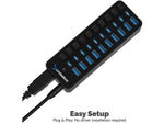 Sabrent 10-Port USB 3.0 Hub, Black (HB-BU10)