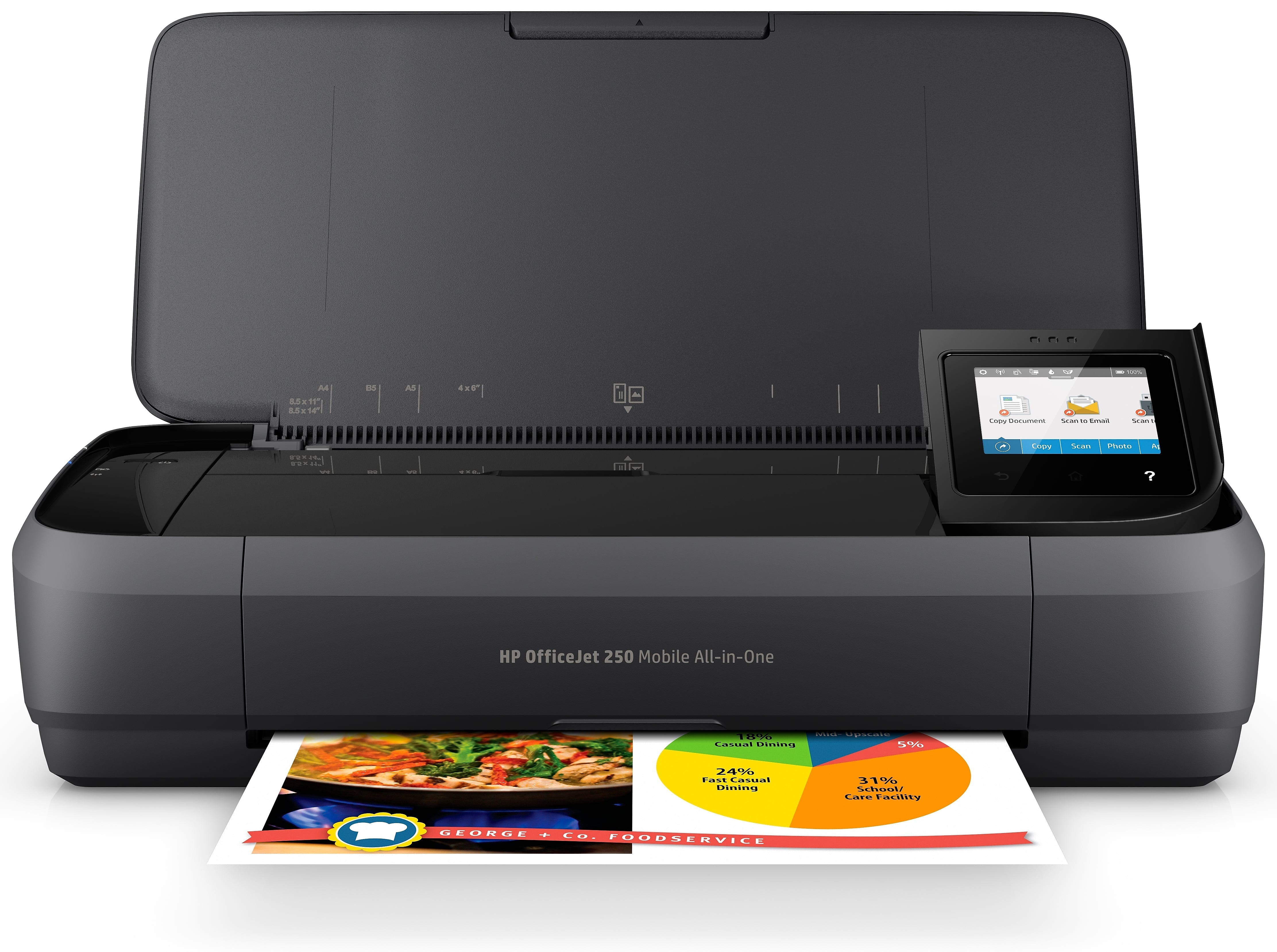HP OfficeJet 250 Portable Wireless Color All-In-One Inkjet Printer, Print, Scan, Copy, Best for Home Office (CZ992A)