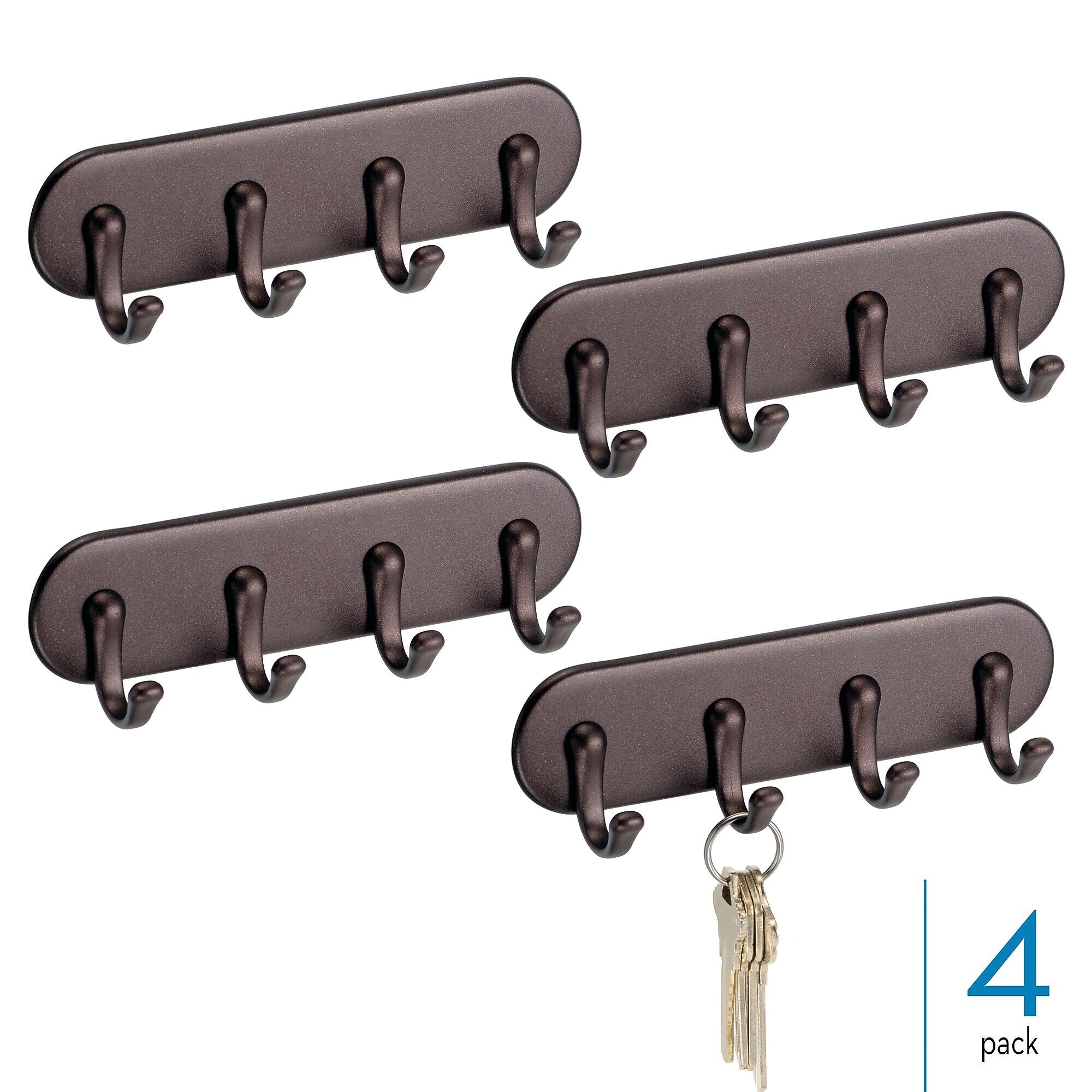 iDESIGN Wall Rack, Bronze, ABS, 4/Pack (28100M4)