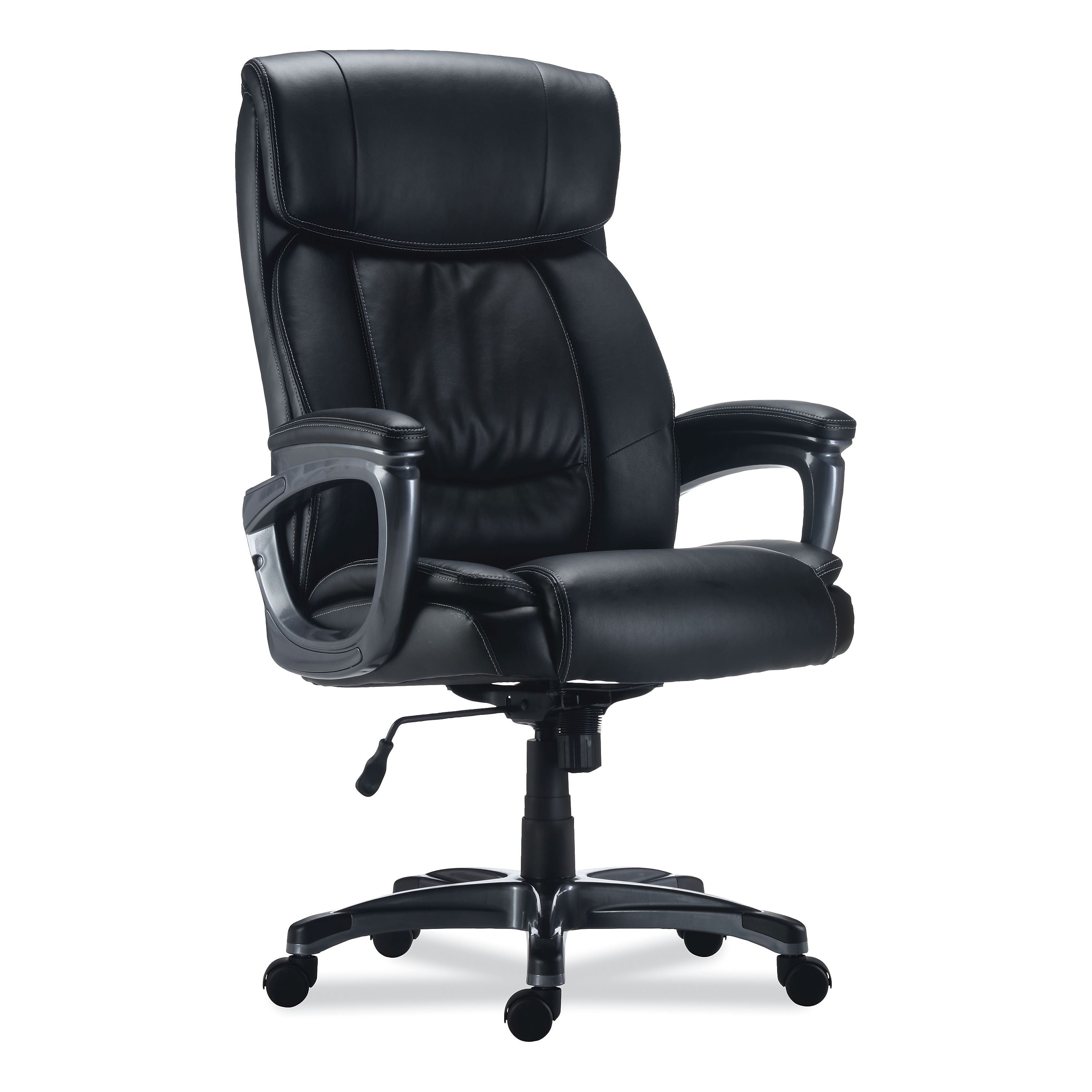 Alera Egino Series Fixed Arm Leather Swivel Computer and Desk Chair, Black (ALEEG44B19)