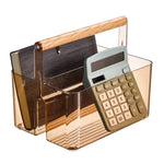 mDesign 2-Compartment Plastic Desk Organizer, White/Natural (25718RW)
