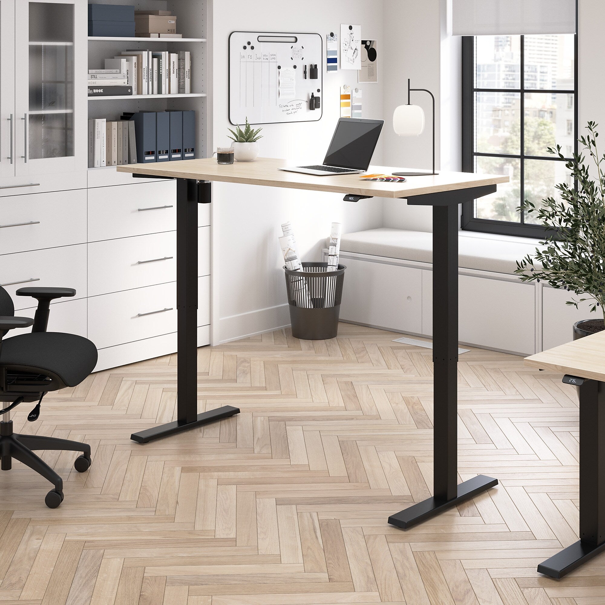 Bush Business Furniture Move 40 Series 60"W Electric Adjustable Standing Desk, Natural Elm/Black Powder Coat (M4S6030NEBK)
