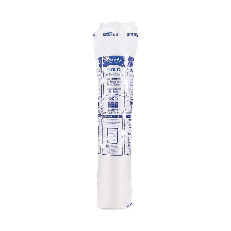 Straw-Slot Cold Cup Lids, 12oz Cups, Clear, 100/Pk