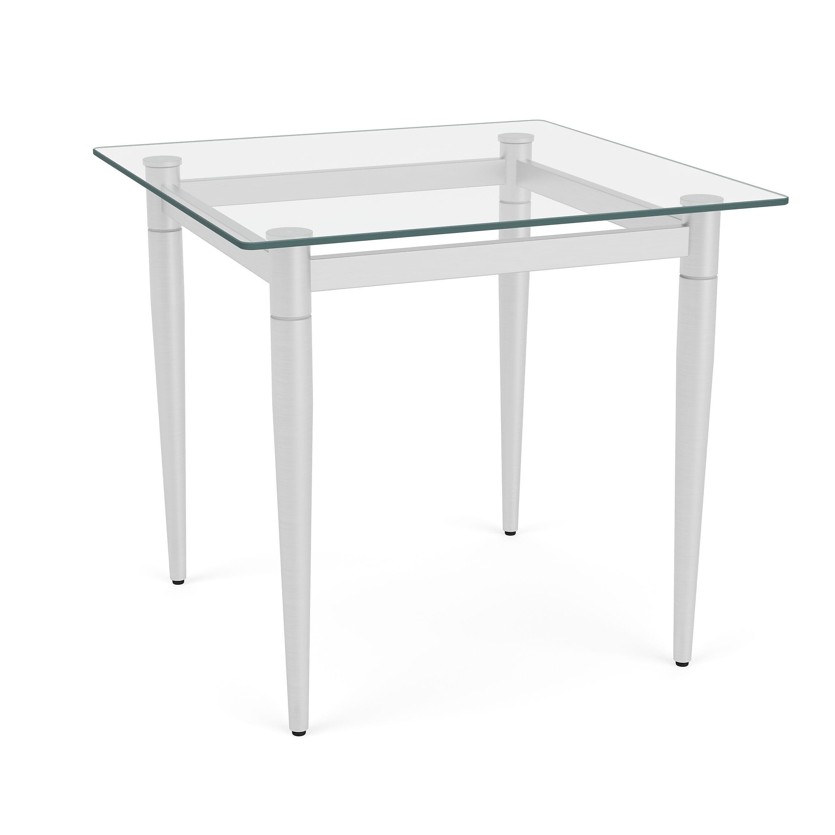 Lesro Ravenna 22"W x 22"D Glass Nesting End Table, Brushed Steel (RV0620.FBS)