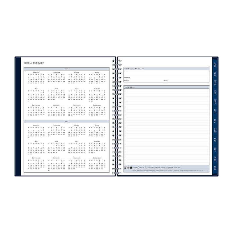 Planning Calendar BS Passages/Solid Navy PP 8x10 RY26 Monthly Safety Wirebound -