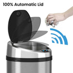 iTouchless Stainless Steel Round Sensor Trash Can with AbsorbX Odor Control System, 13 Gal., Silver (IT13RCB)