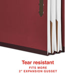Staples 100% Recycled Heavy Duty Pressboard Classification Folder, 2-Dividers, 2" Expansion, Letter Size, Red, 10/Box (ST62548)