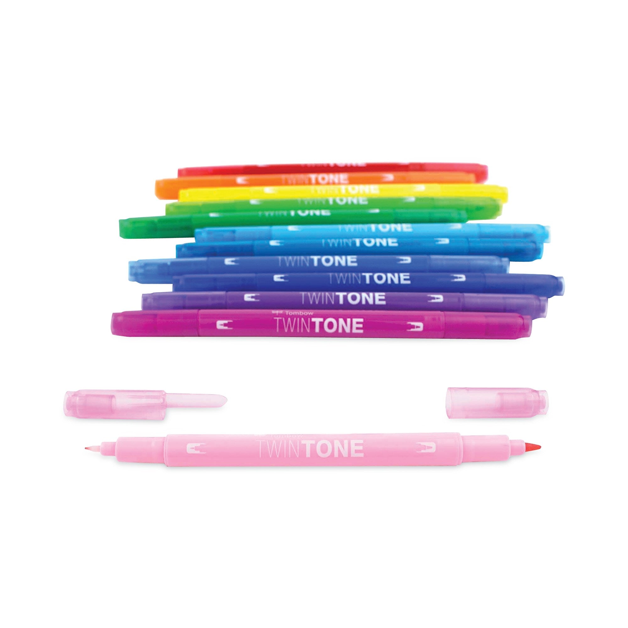 Tombow® TwinTone Dual-Tip Markers, Extra-Fine/Broad Tips, Assorted Colors, Dozen