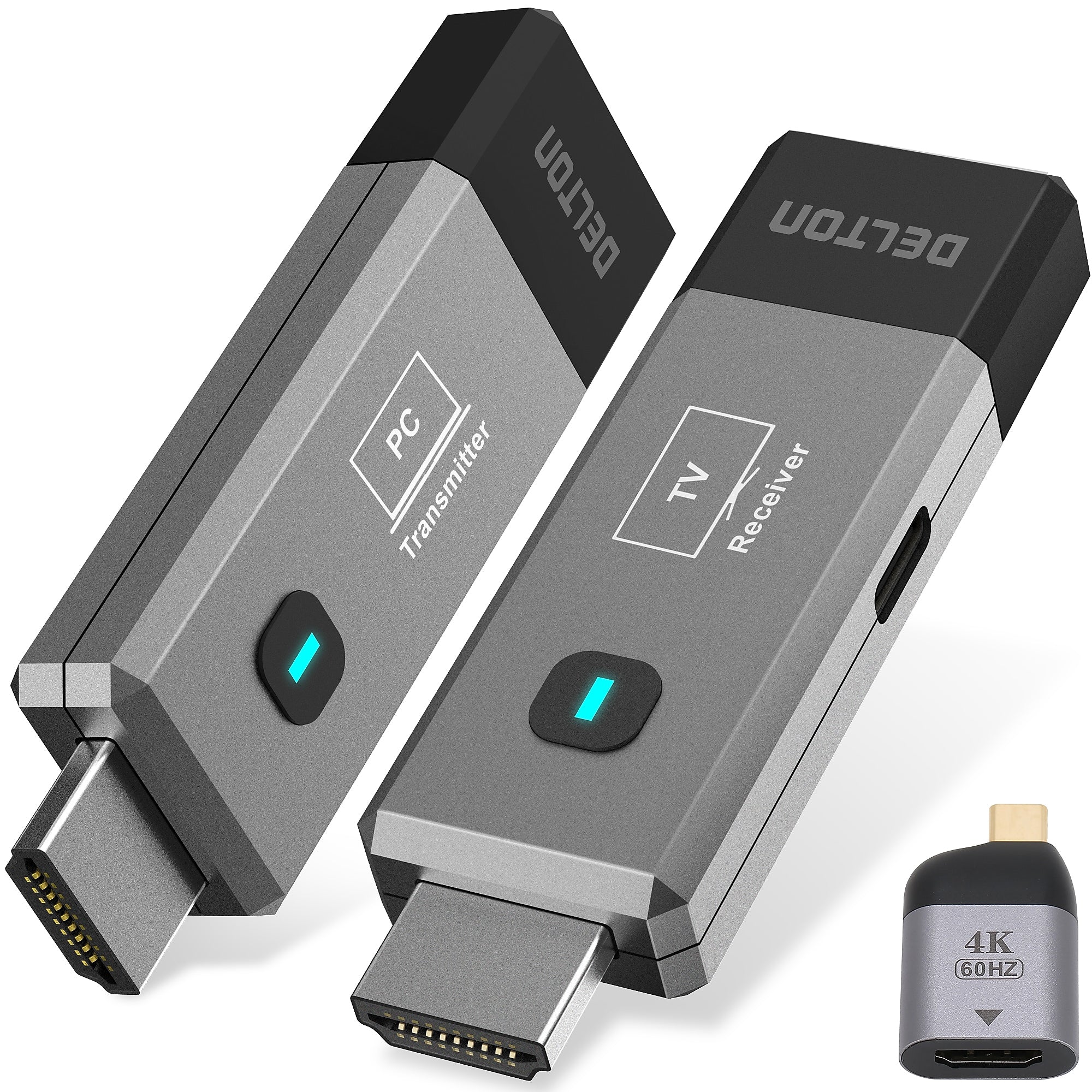 Delton E2 Wireless Transmitter and Receiver, Portable HDMI Extender, Gray (DTEHDMI2)