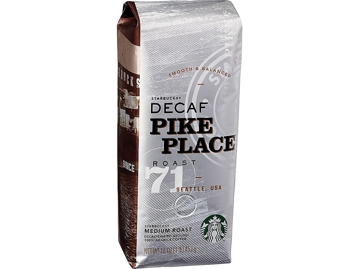 Starbucks Decaf Pike Place Whole Bean Coffee, Medium Roast, 16 oz. (SBK11015640)